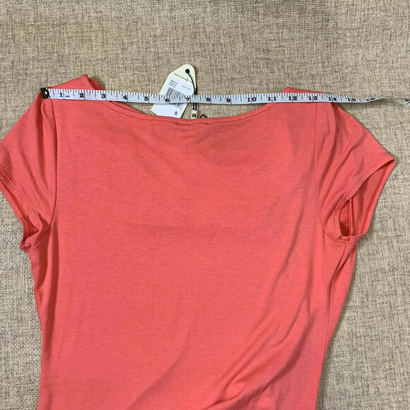 Sophie max Women’s Deep Coral Orange Cowl Neck Ruched Sides, Size s blouse top - Picture 9 of 11